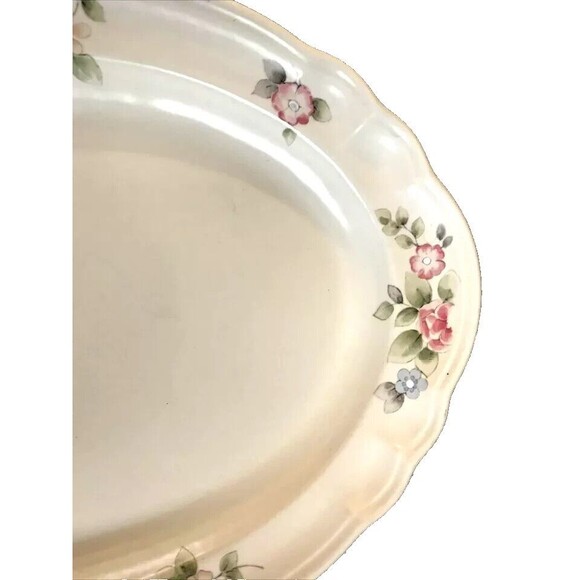 Pfaltzgraff Tea Rose Oval Serving Platter Dish 14.75" x 10.5" Floral Vintage 80s - Picture 3 of 6